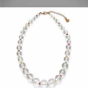 Clear Beaded Necklace with Multicolor Spacer Accents
